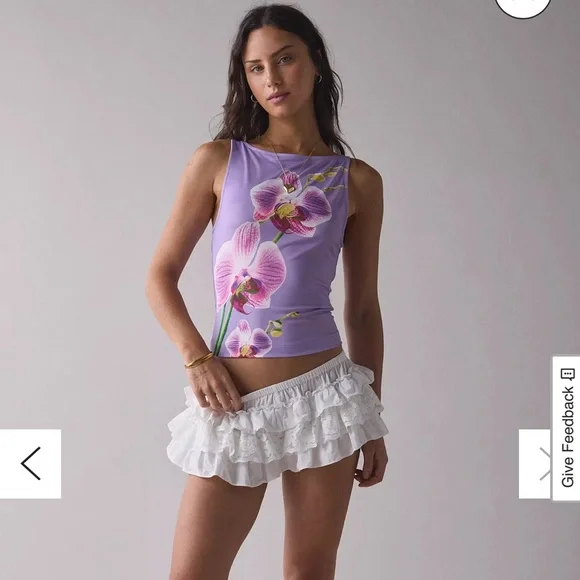 NWT Urban Outfitters Purple Orchid Graphic Boatneck Tank Top - Picture 2 of 8